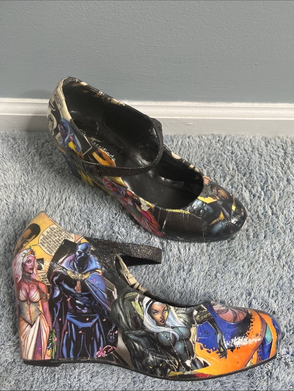 Marvel X-men Storm Black Panther Mary Jane Wedge Heels Size 11